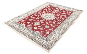 Tappeto Nain Kashmar Medaglione Floreale Rosso Bianco 153x202 Cm