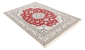 Tappeto Nain Kashmar Medaglione Floreale Rosso Bianco Avorio 147x208 Cm
