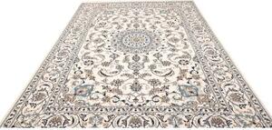 Tappeto Nain Kashmar Medaglione Floreale Avorio Blu 198x290 Cm