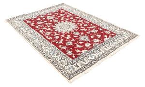Tappeto Nain Kashmar Medaglione Floreale Rosso Bianco 153x202 Cm
