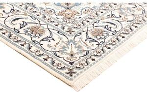 Tappeto Nain Kashmar Medaglione Floreale Avorio Blu 198x290 Cm