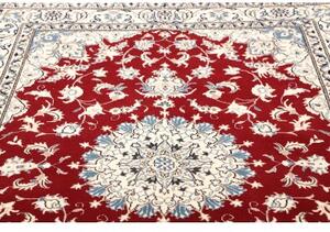 Tappeto Nain Kashmar Medaglione Floreale Rosso Bianco Avorio 170x235 Cm