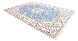 Tappeto Nain 9la Medaglione Floreale Celeste Avorio 255x350 Cm