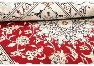 Tappeto Nain Kashmar Medaglione Floreale Rosso Avorio 145x220 Cm