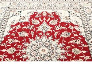 Tappeto Nain Kashmar Medaglione Floreale Rosso Avorio 145x220 Cm