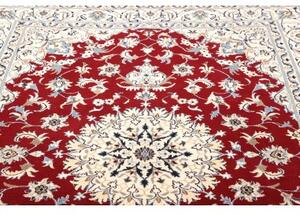 Tappeto Nain Kashmar Medaglione Floreale Rosso Bianco Avorio 170x240 Cm