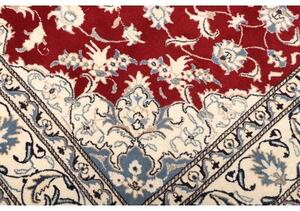 Tappeto Nain Kashmar Medaglione Floreale Rosso Bianco Avorio 170x235 Cm
