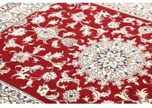 Tappeto Nain Kashmar Medaglione Floreale Rosso Bianco 153x202 Cm