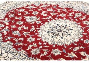 Tappeto Nain Kashmar Medaglione Floreale Rosso Avorio 167x240 Cm