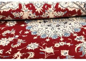 Tappeto Nain Kashmar Medaglione Floreale Rosso Bianco Avorio 170x235 Cm