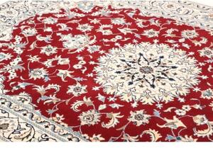 Tappeto Nain Kashmar Medaglione Floreale Rosso Bianco Avorio 170x240 Cm