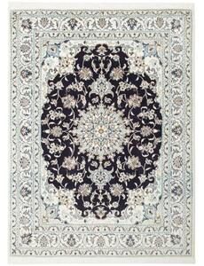 Tappeto Nain Kashmar Medaglione Floreale Blu Scuro Avorio 150x205 Cm