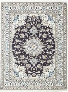 Tappeto Nain Kashmar Medaglione Floreale Blu Scuro Avorio 150x202 Cm