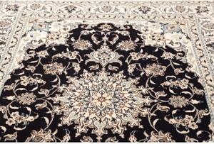Tappeto Nain Kashmar Medaglione Floreale Blu Scuro Avorio 150x205 Cm