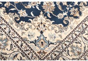 Tappeto Nain Kashmar Medaglione Floreale Blu Avorio 153x210 Cm