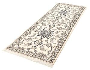 Tappeto Nain Kashmar Medaglione Floreale Avorio Blu Corsia 78x210 Cm