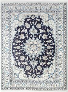 Tappeto Nain Kashmar Medaglione Floreale Blu Notte Avorio 150x203 Cm