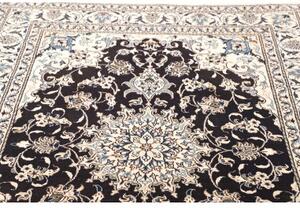 Tappeto Nain Kashmar Medaglione Floreale Blu Scuro Avorio 150x202 Cm