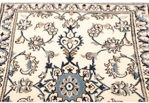 Tappeto Nain Kashmar Medaglione Floreale Avorio Blu Corsia 78x210 Cm