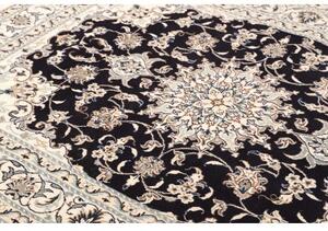 Tappeto Nain Kashmar Medaglione Floreale Blu Scuro Avorio 150x205 Cm