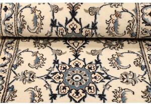 Tappeto Nain Kashmar Medaglione Floreale Avorio Blu Corsia 78x210 Cm
