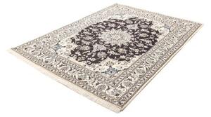 Tappeto Nain Kashmar Medaglione Floreale Blu Scuro Avorio 150x202 Cm
