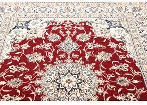 Tappeto Nain Kashmar Medaglione Floreale Rosso Avorio 148x210 Cm