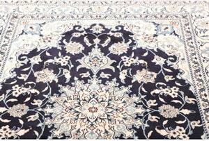 Tappeto Nain Kashmar Medaglione Floreale Blu Notte Avorio 150x203 Cm