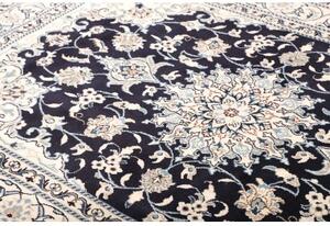 Tappeto Nain Kashmar Medaglione Floreale Blu Notte Avorio 150x203 Cm