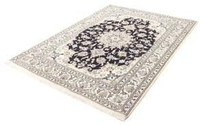 Tappeto Nain Kashmar Medaglione Floreale Blu Scuro Avorio 152x202 Cm