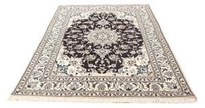 Tappeto Nain Kashmar Medaglione Floreale Blu Scuro Avorio 150x202 Cm
