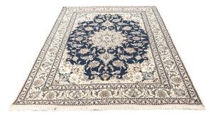 Tappeto Nain Kashmar Medaglione Floreale Blu Avorio 153x210 Cm