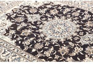 Tappeto Nain Kashmar Medaglione Floreale Blu Scuro Avorio 150x202 Cm