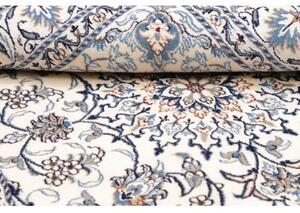Tappeto Nain Kashmar Medaglione Floreale Avorio Blu 145x203 Cm