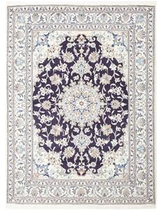 Tappeto Nain Kashmar Medaglione Floreale Blu Scuro Avorio 152x202 Cm