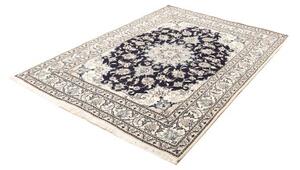 Tappeto Nain Kashmar Medaglione Floreale Blu Notte Avorio 150x210 Cm
