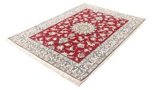 Tappeto Nain Kashmar Medaglione Floreale Rosso Avorio 150x188 Cm
