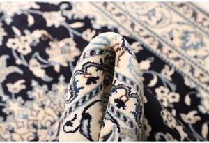 Tappeto Nain Kashmar Medaglione Floreale Blu Notte Avorio 150x203 Cm