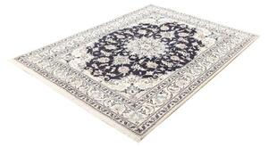 Tappeto Nain Kashmar Medaglione Floreale Blu Notte Avorio 150x203 Cm