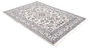 Tappeto Nain Kashmar Medaglione Floreale Avorio Blu 145x203 Cm