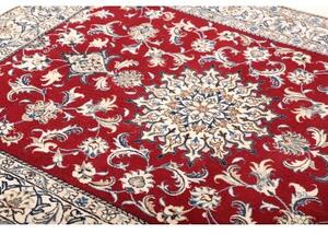 Tappeto Nain Kashmar Medaglione Floreale Rosso Avorio 150x188 Cm