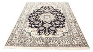 Tappeto Nain Kashmar Medaglione Floreale Blu Scuro Avorio 152x202 Cm