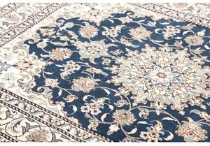 Tappeto Nain Kashmar Medaglione Floreale Blu Avorio 153x210 Cm