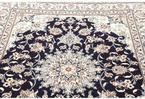 Tappeto Nain Kashmar Medaglione Floreale Blu Notte Avorio 150x210 Cm