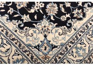 Tappeto Nain Kashmar Medaglione Floreale Blu Notte Avorio 150x203 Cm