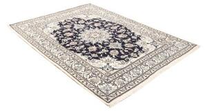 Tappeto Nain Kashmar Medaglione Floreale Blu Notte Avorio 150x210 Cm