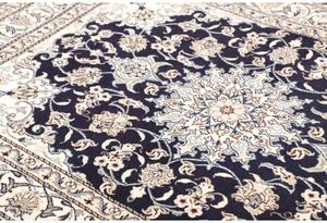 Tappeto Nain Kashmar Medaglione Floreale Blu Notte Avorio 150x210 Cm