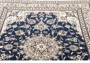 Tappeto Nain Kashmar Medaglione Floreale Blu Avorio 152x205 Cm