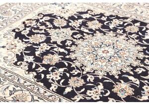 Tappeto Nain Kashmar Medaglione Floreale Blu Scuro Avorio 152x202 Cm
