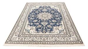 Tappeto Nain Kashmar Medaglione Floreale Blu Avorio 152x205 Cm